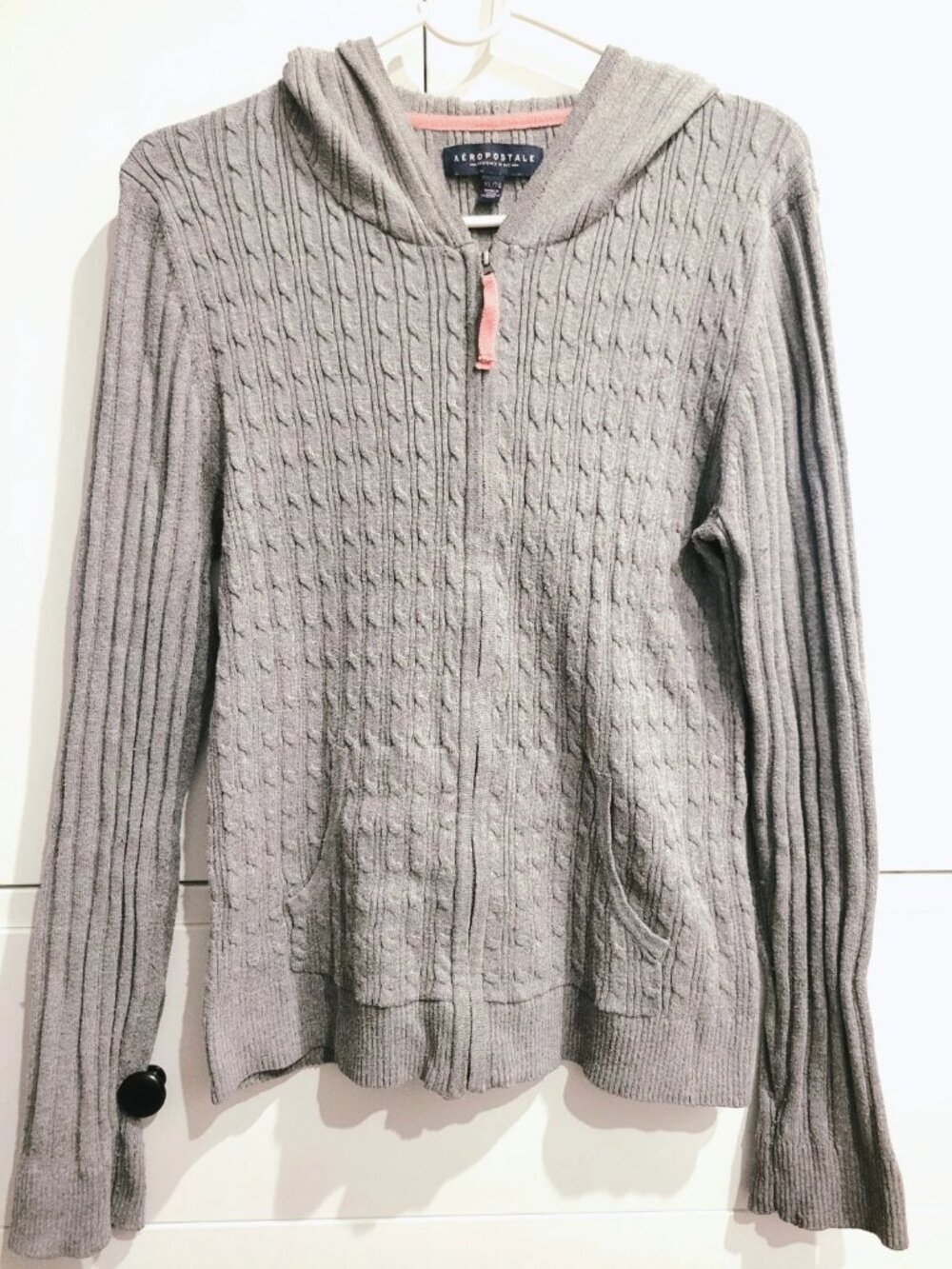 AEROPOSTALE Hooded Cotton Knit Zip Sweater Jacket Vintage Y2K